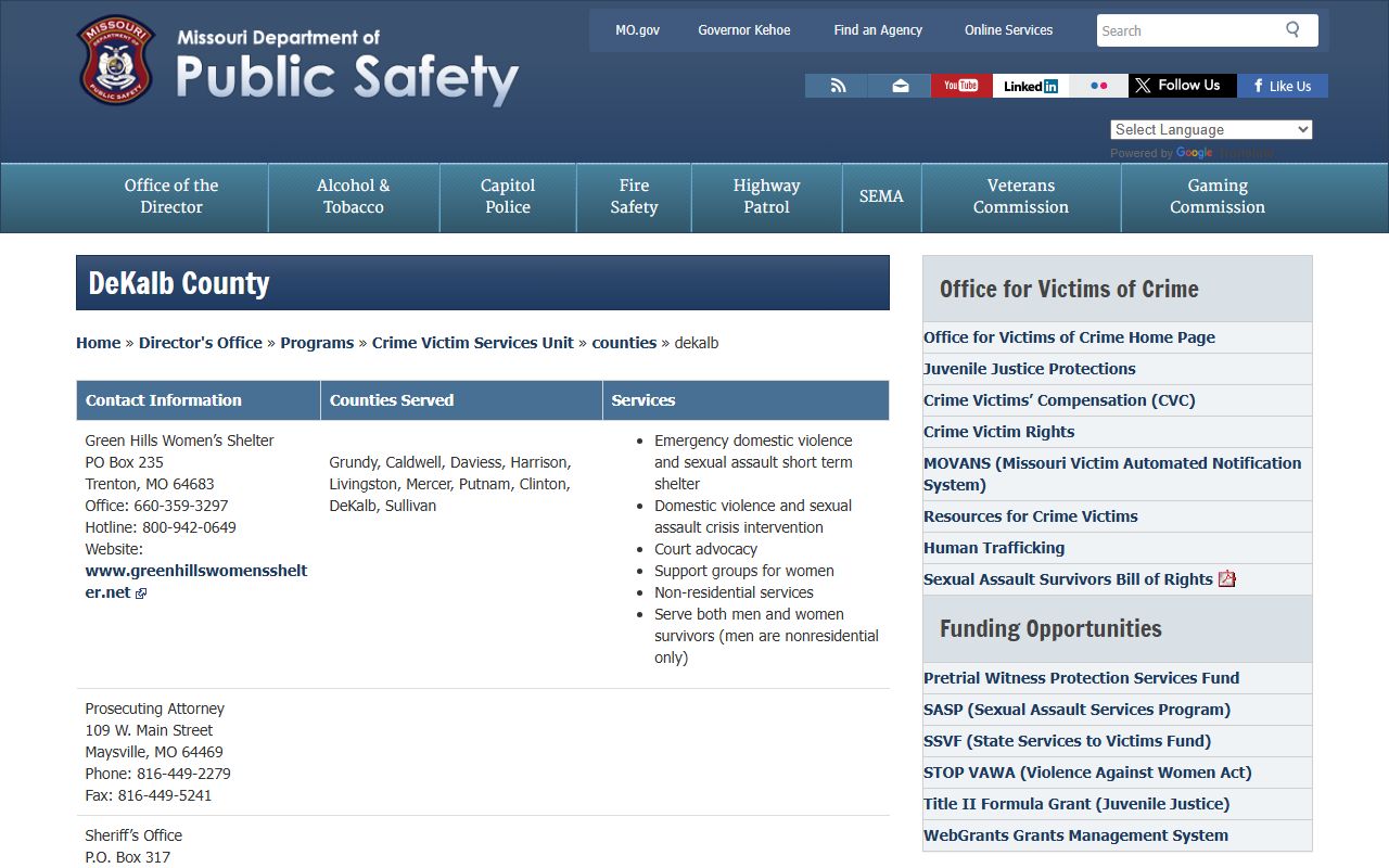 DeKalb County criminal court records Missouri DPS directory