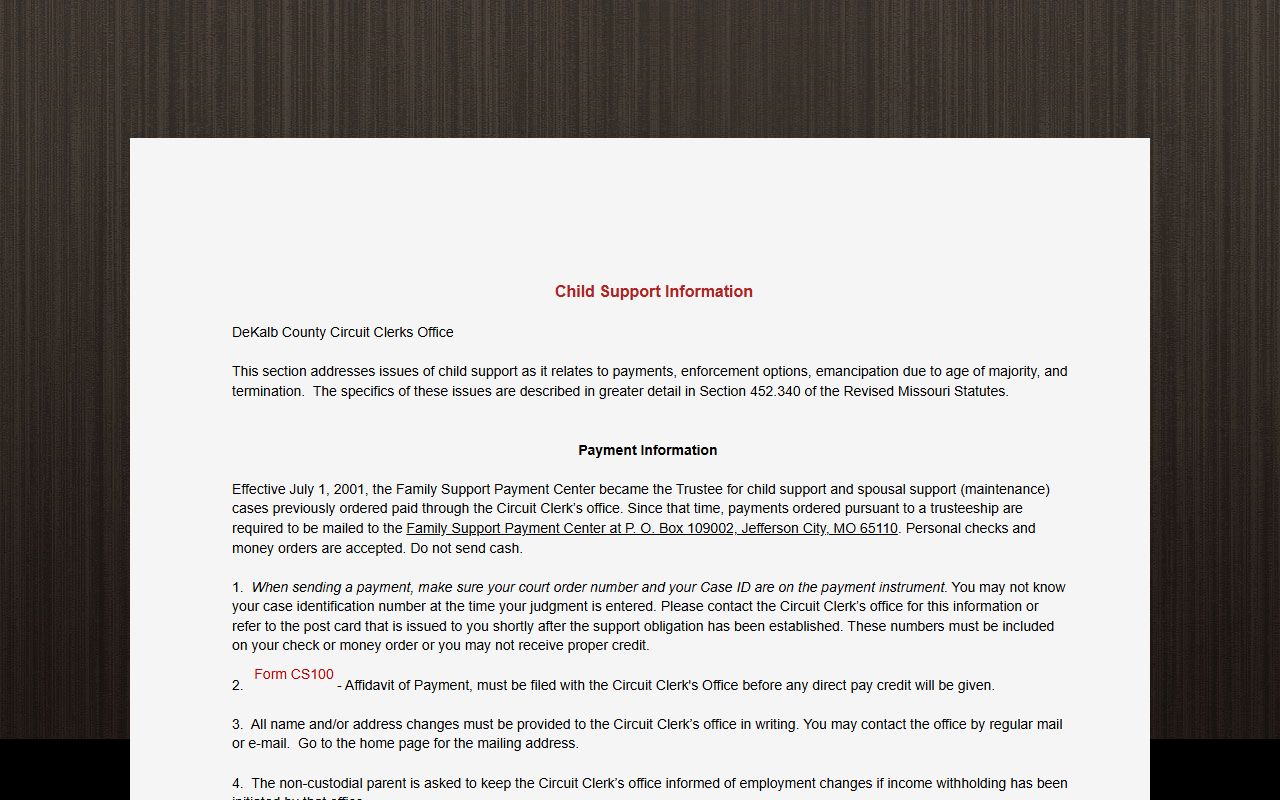 DeKalb County divorce records child support page