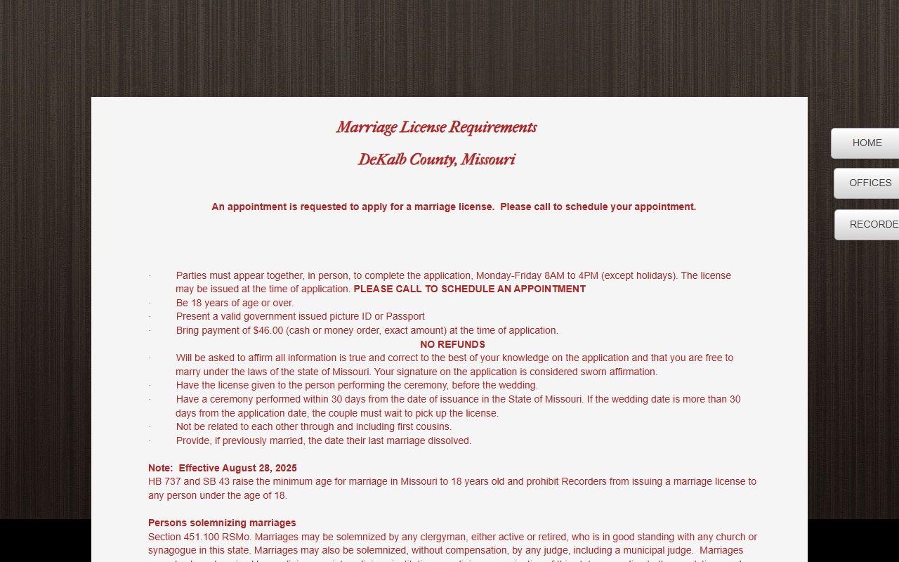 DeKalb County marriage records marriage license page